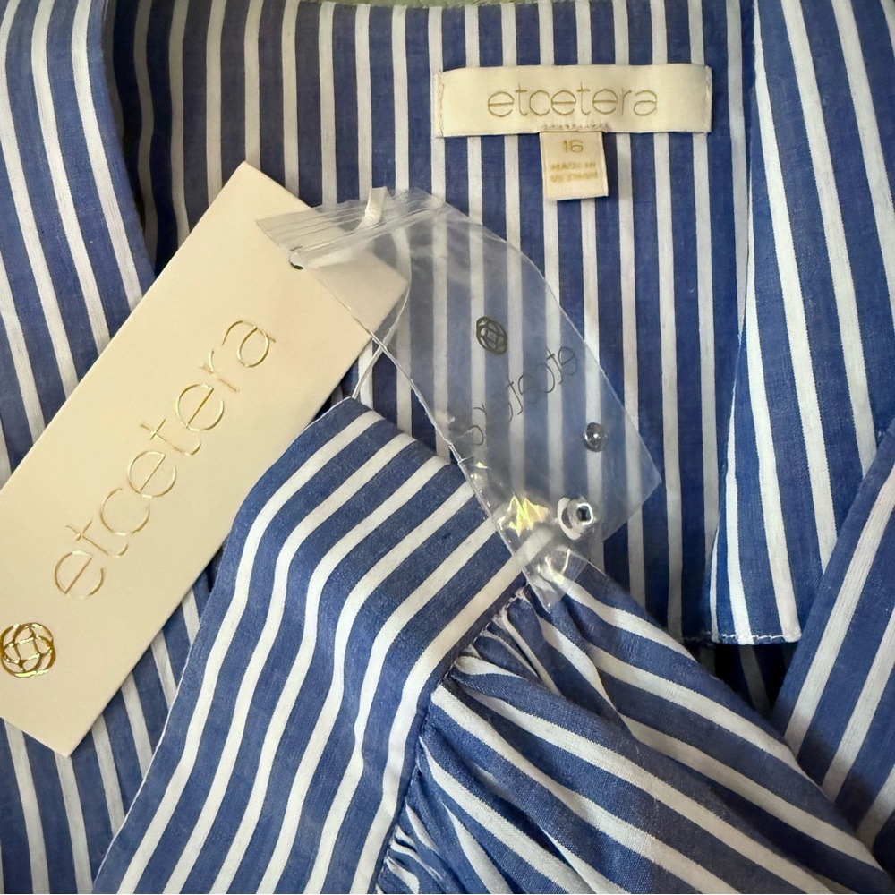 Etcetera Striped Wrap Summer Beach Dress NWT Size 16 - Picture 4 of 5